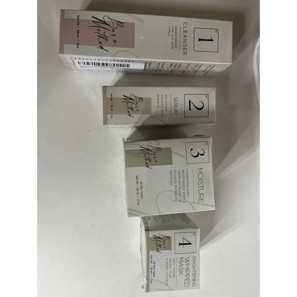 Bare Method Skincare Bundle 4Step Facial Kit Cleanser Serum Moisturizer Mask NEW